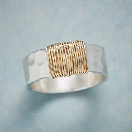 Vintage Golden Threads Silver Ring