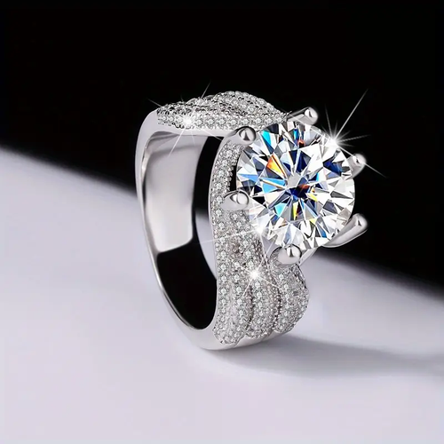 Vintage Wavy Zirconia Silver Ring