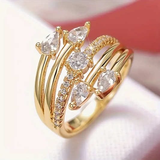 Zirconia Brilliance Gold Ring