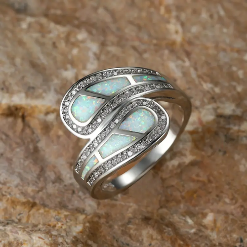 Opal Silvered Open Ring