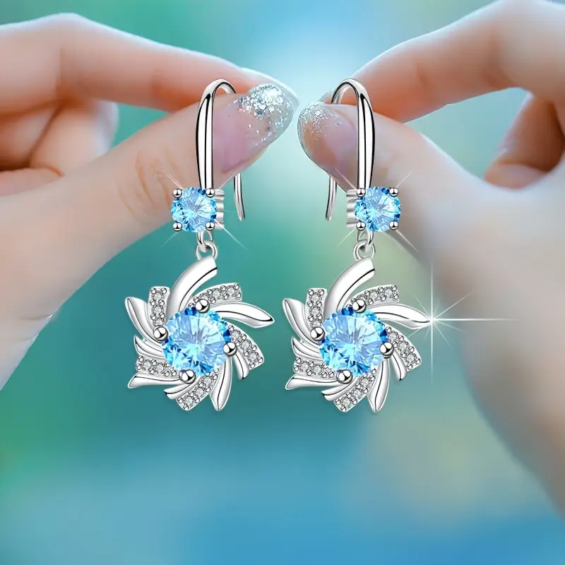 Blue Spiral Bright Earrings