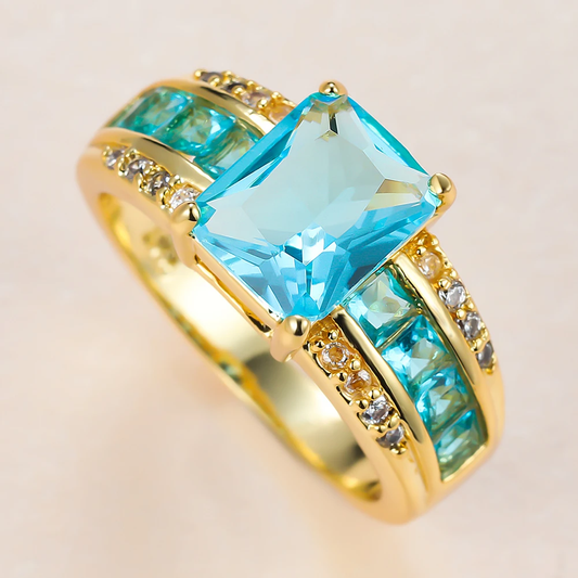 Blue Gold Glass Ring