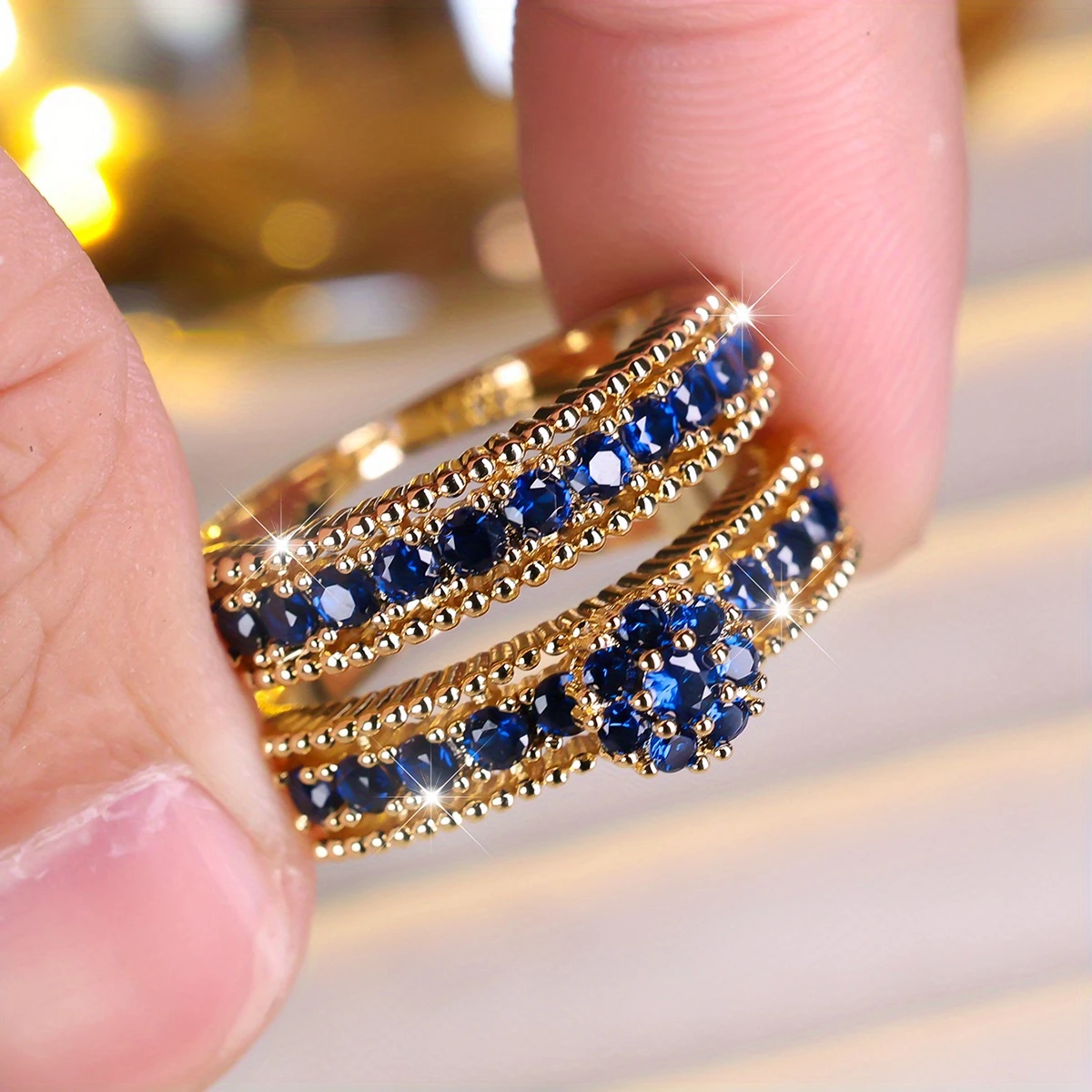 Vintage Blue Ring Set