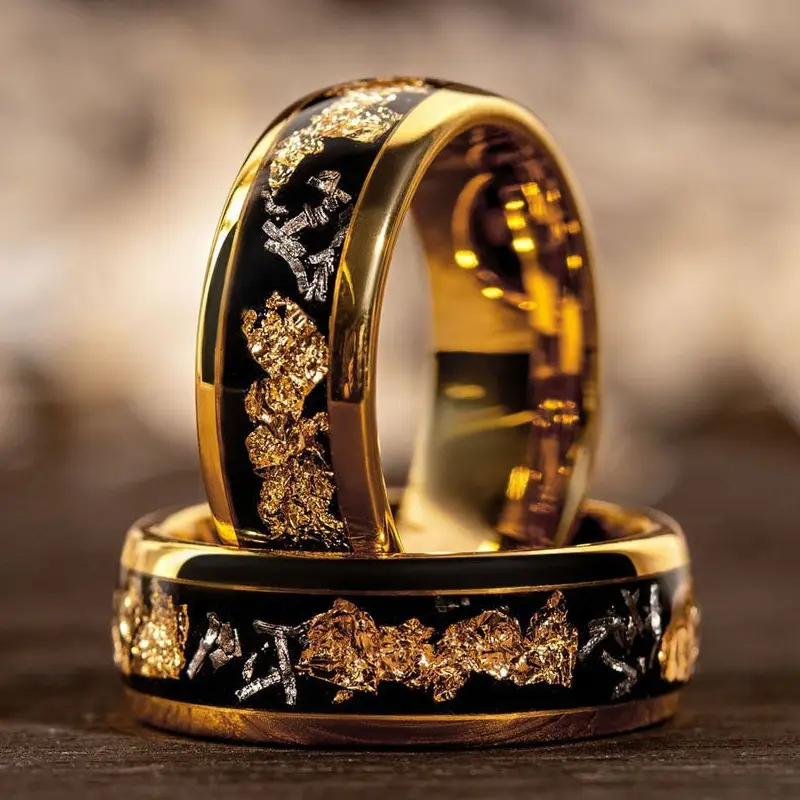 Dark Golden Couple Ring Set