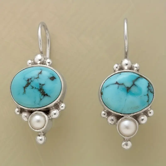 Blue Pearl Stone Earrings