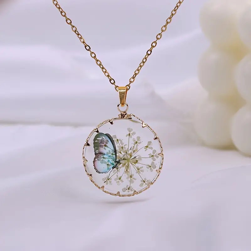 Floral Butterfly Gold Necklace
