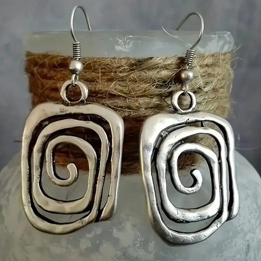 Vintage Rectangular Maze Earrings