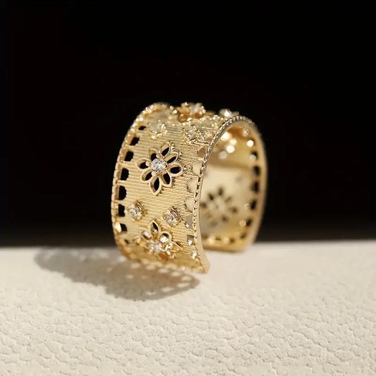 Golden Hollow Mandala Ring