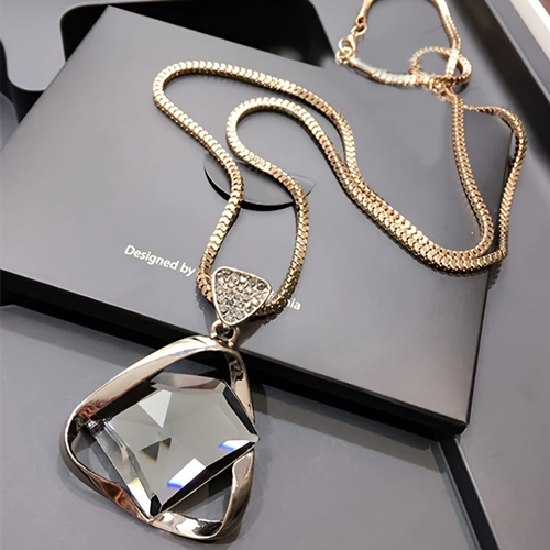 Crystal Pendant Gold Necklace