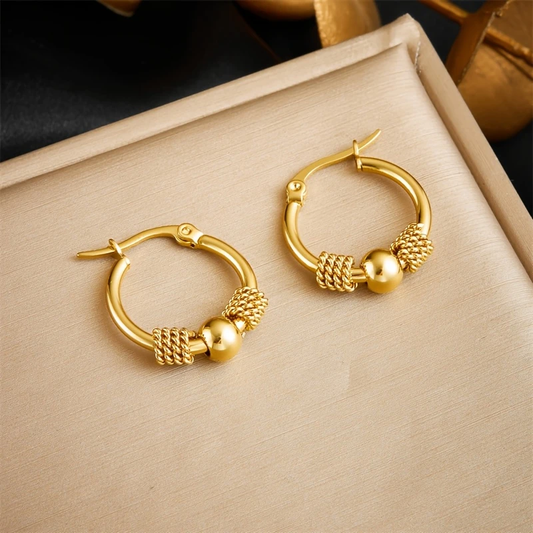Golden Beads Hoop Earrings