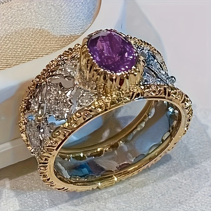 Bright Crystalline Violet Stone Ring
