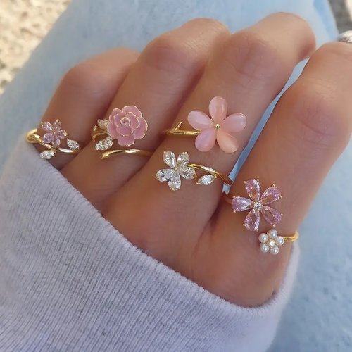 Adjustable Floral Rose Ring