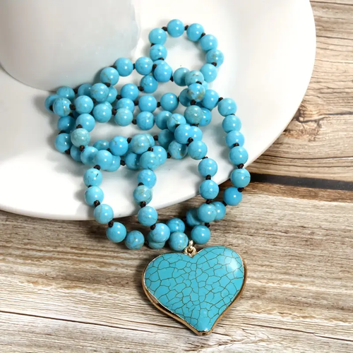 Blue Sky Stone Heart Necklace