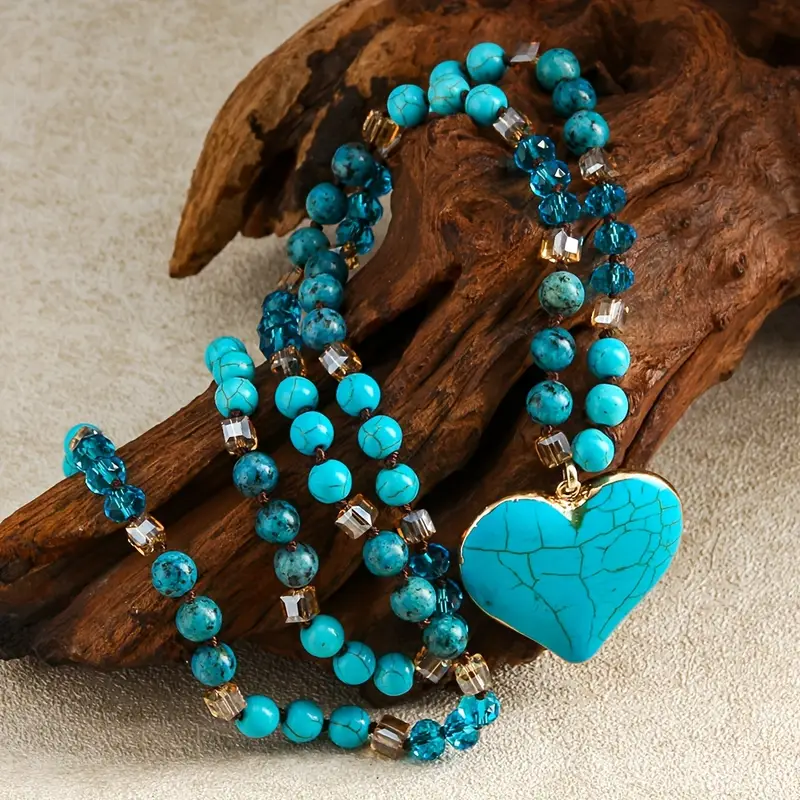 Blue Heart Stone Necklace