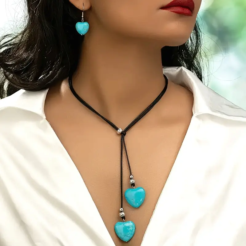 Double Blue Heart Necklace