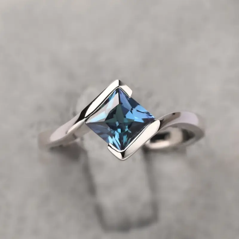 Crystal Glass Orbit Silver Ring