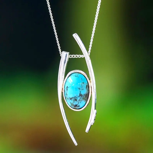 Blue Stone Orbit Necklace