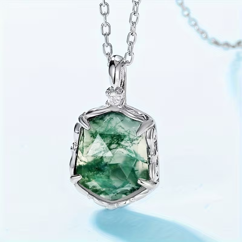 Moss Agate Crystal Necklace