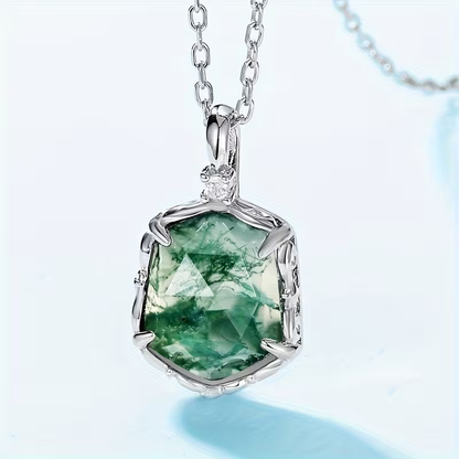 Moss Agate Crystal Necklace