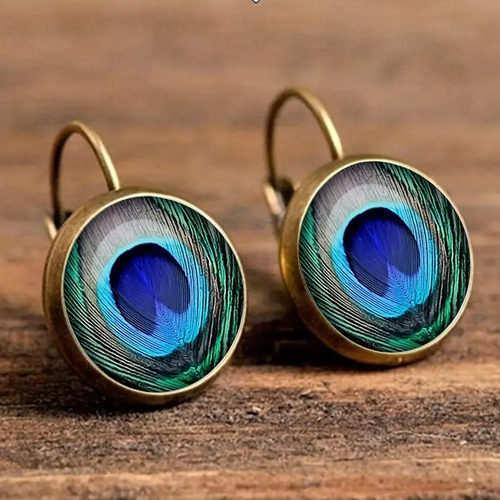 Vintage Blue Handpainted Bird Earrings