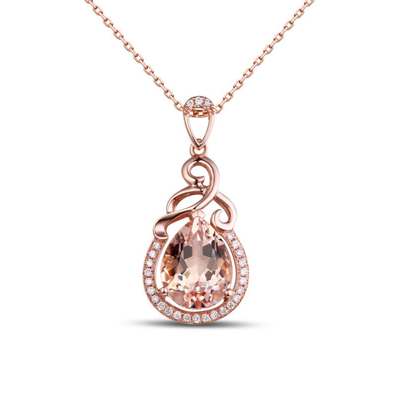 Morganite Teardrop Necklace | Rose Gold