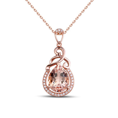 Morganite Teardrop Necklace | Rose Gold