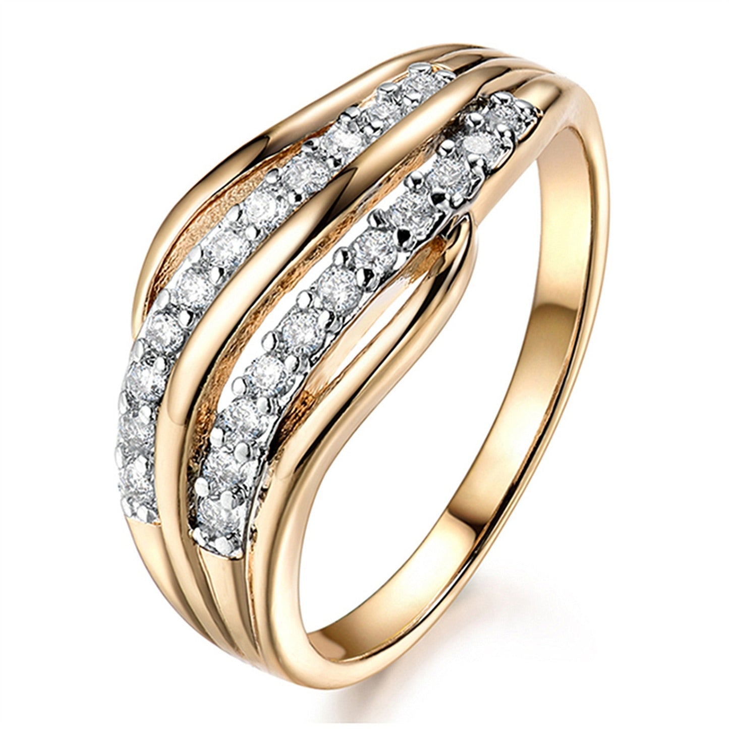 Wave Crystal Ring | Rose Gold
