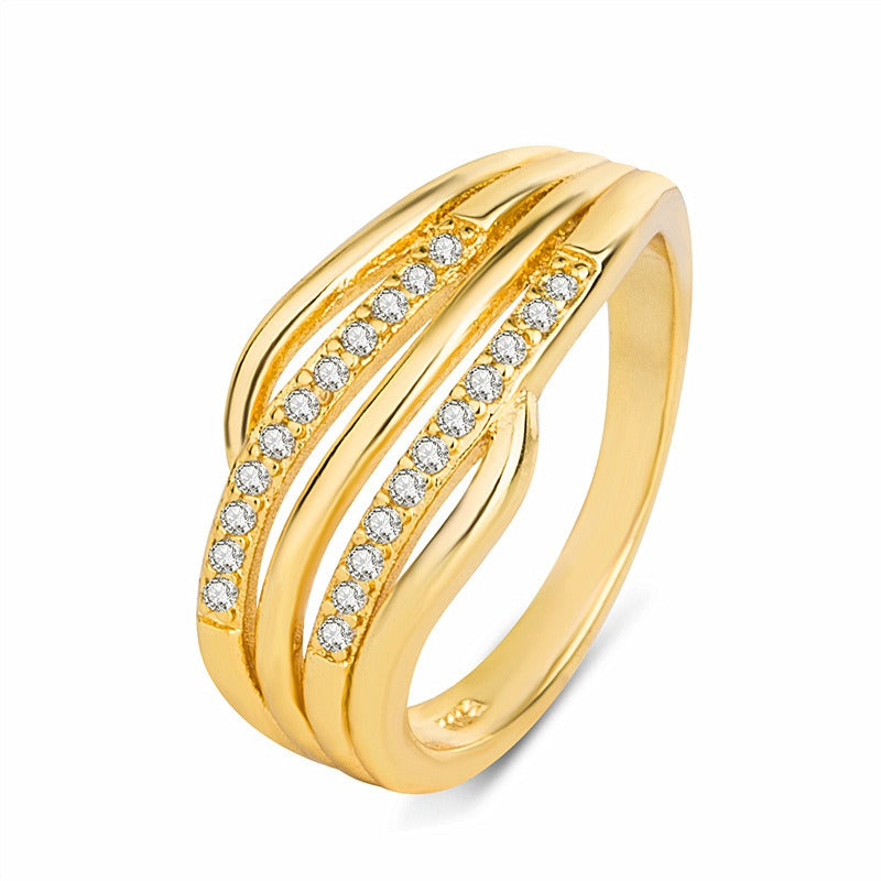 Wave Crystal Ring | Rose Gold