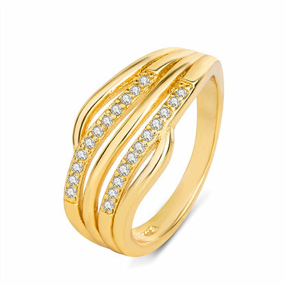 Wave Crystal Ring | Rose Gold