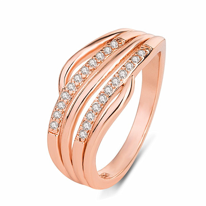 Wave Crystal Ring | Rose Gold