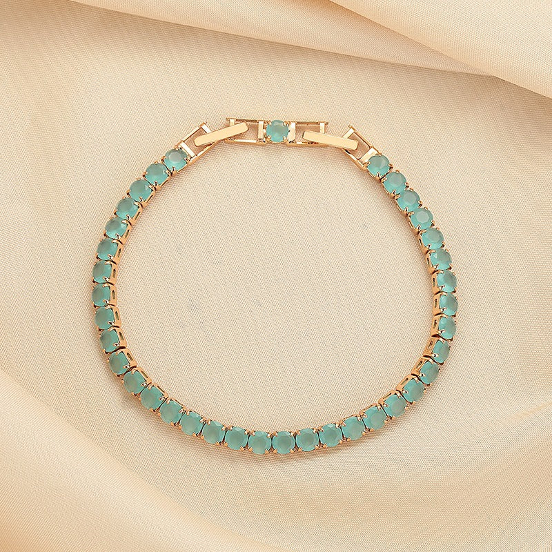 Elegant Mist Blue Crystal Bracelet | Gold