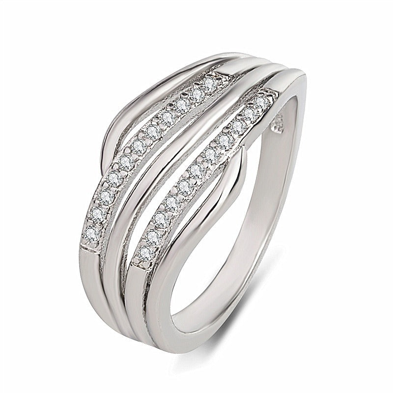 Wave Crystal Ring | Rose Gold
