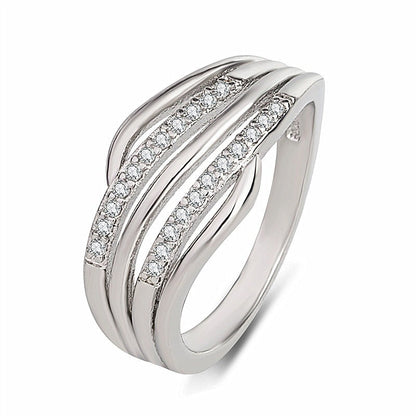 Wave Crystal Ring | Rose Gold