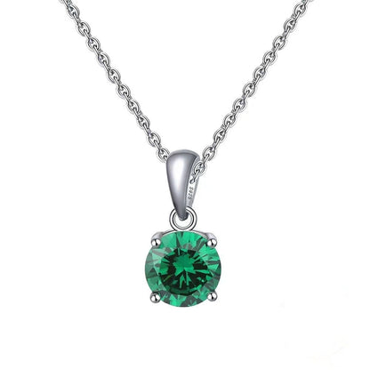 Round Blue Gem Pendant Necklace | Silver