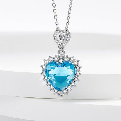 Aquamarine Heart Jewelry Set | Silver