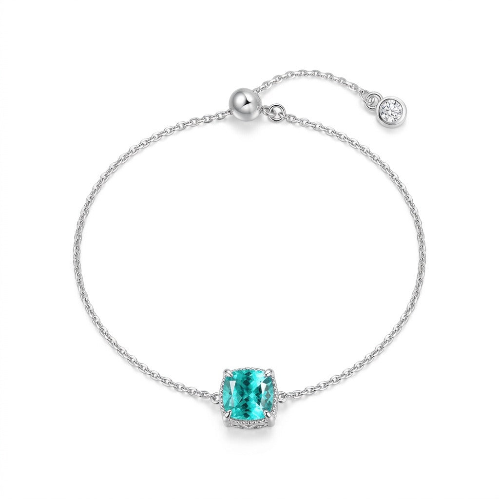 Square Blue Gem Jewelry Set | Silver
