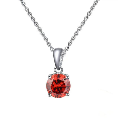 Round Blue Gem Pendant Necklace | Silver