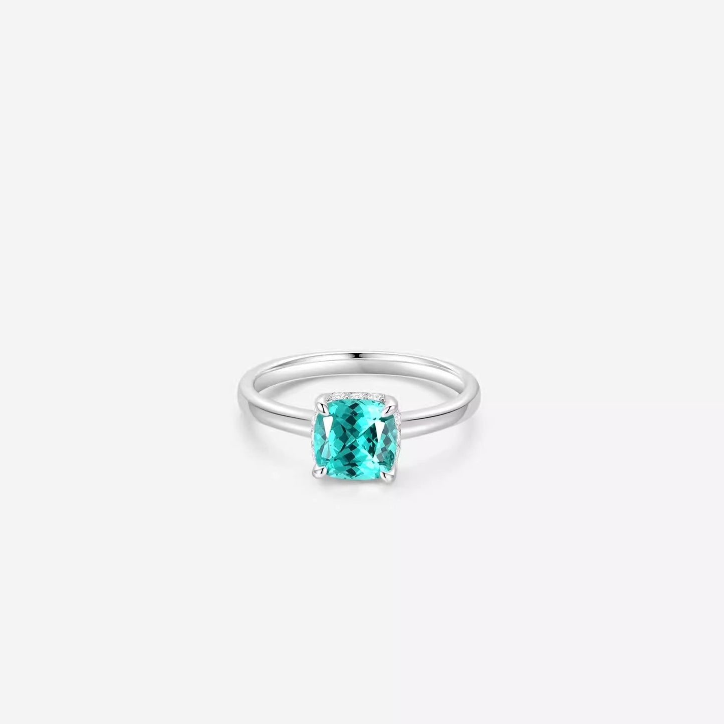 Square Blue Gem Jewelry Set | Silver