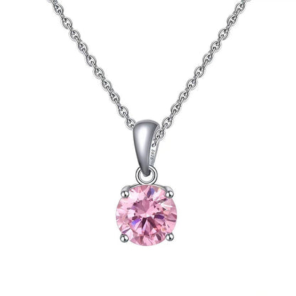 Round Blue Gem Pendant Necklace | Silver