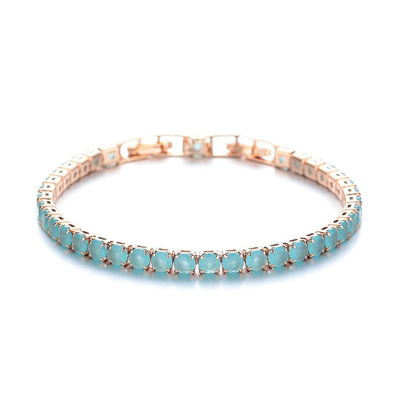 Elegant Mist Blue Crystal Bracelet | Gold