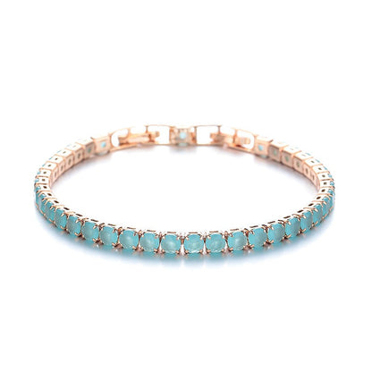 Elegant Mist Blue Crystal Bracelet | Gold