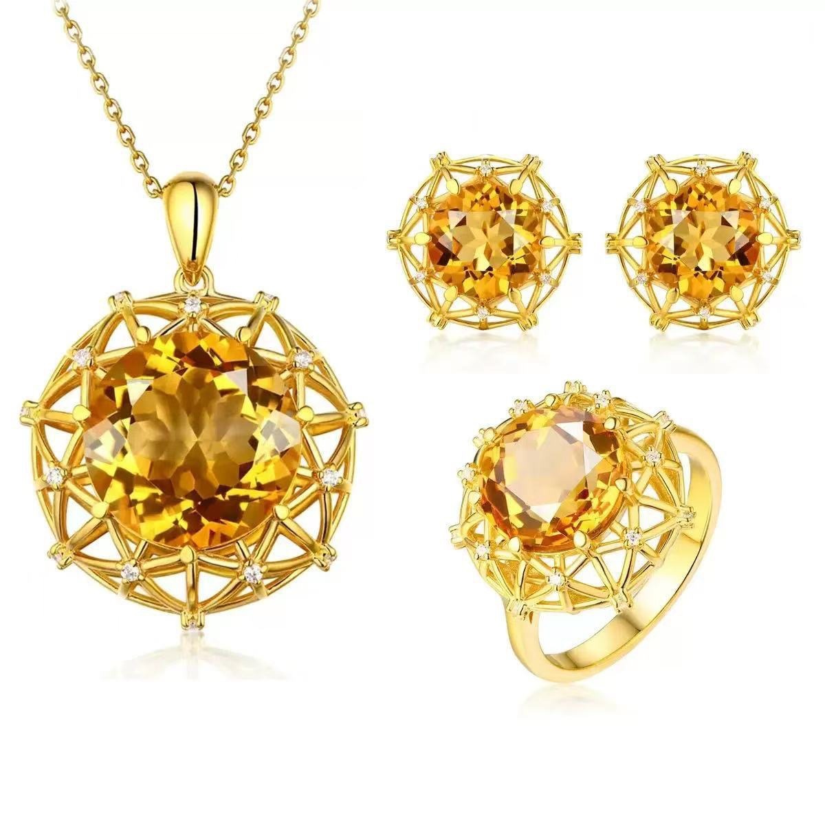 Amber Gem Jewelry Set | Gold