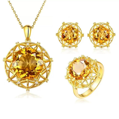 Amber Gem Jewelry Set | Gold