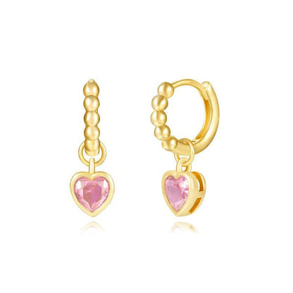 Morganite Crystal Charm Earrings | Gold