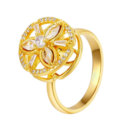 Elegant Openwork Floral Ring | Gold