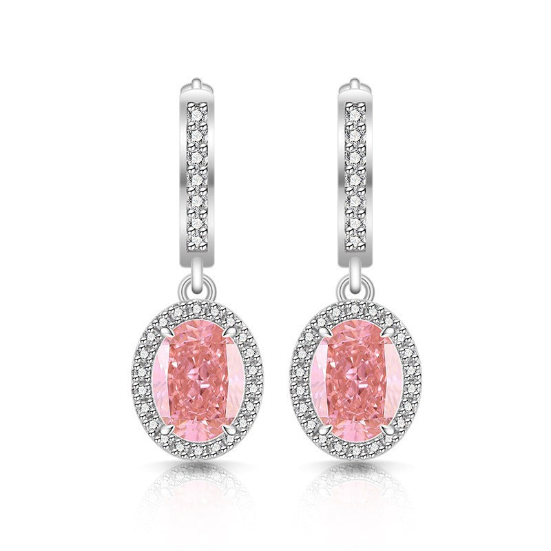 Morganite Crystal Oval Earrings | Silver