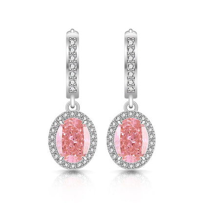 Morganite Crystal Oval Earrings | Silver