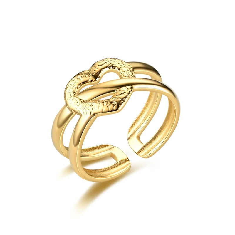 Heart Detail Open Ring | Gold