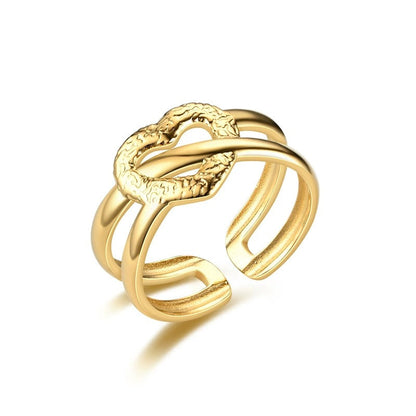 Heart Detail Open Ring | Gold