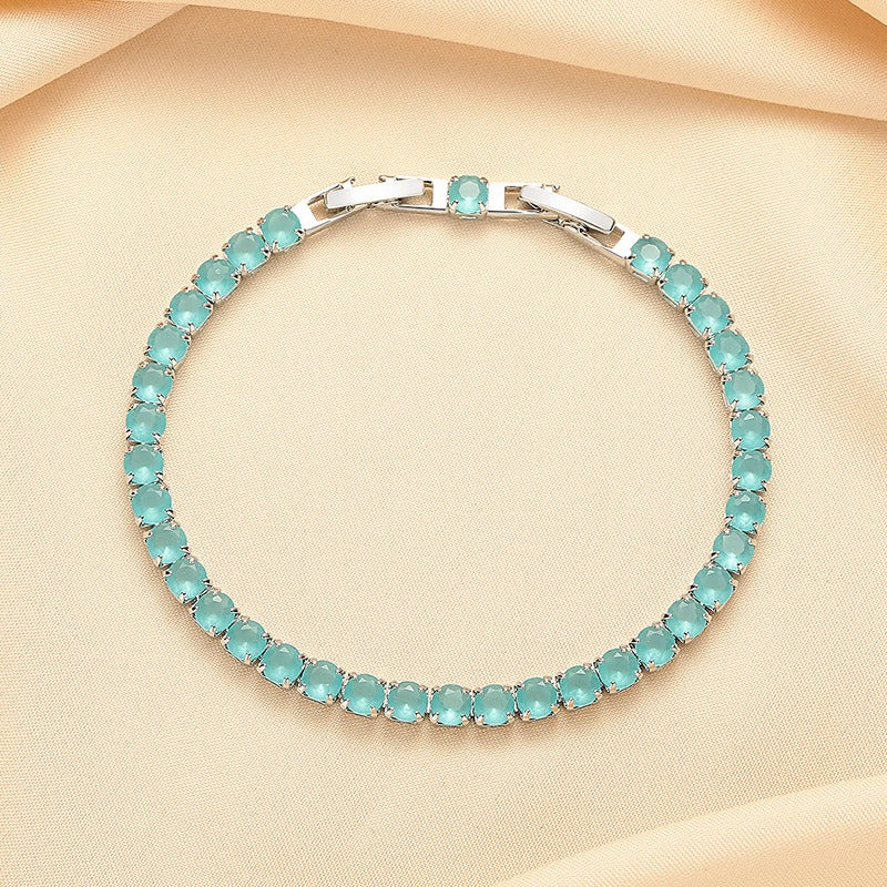 Elegant Mist Blue Crystal Bracelet | Gold